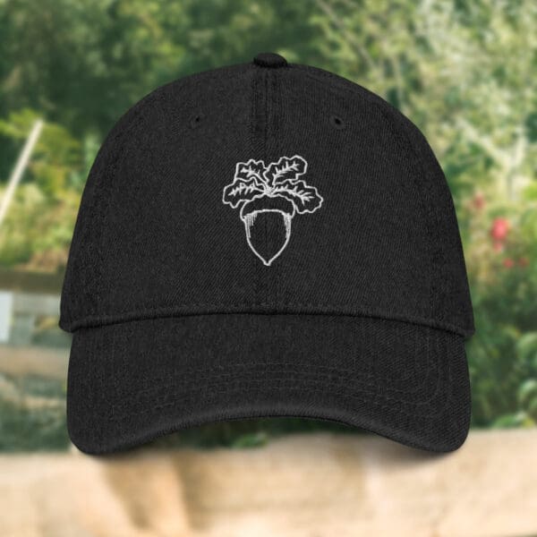 Jeans Hat with Embroidered Acorn